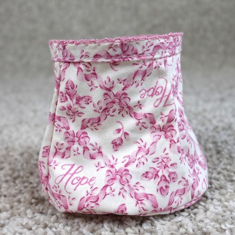 Longaberger 2009 Horizon of Hope Basket Liner Pink Floral Toile Scalloped Trim